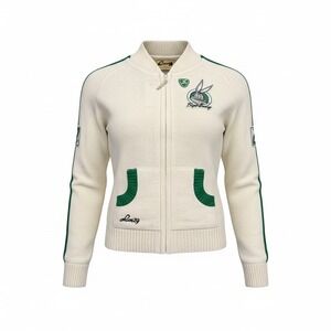 Vintage Y2K Lot29 Looney Tunes‎ Zip Up Sweater Jacket Cream Green Size XL NWT